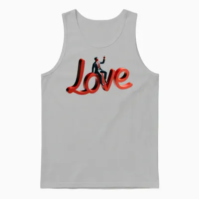 3d Love Typography with Creative Design Unisex Tank Top - Ash