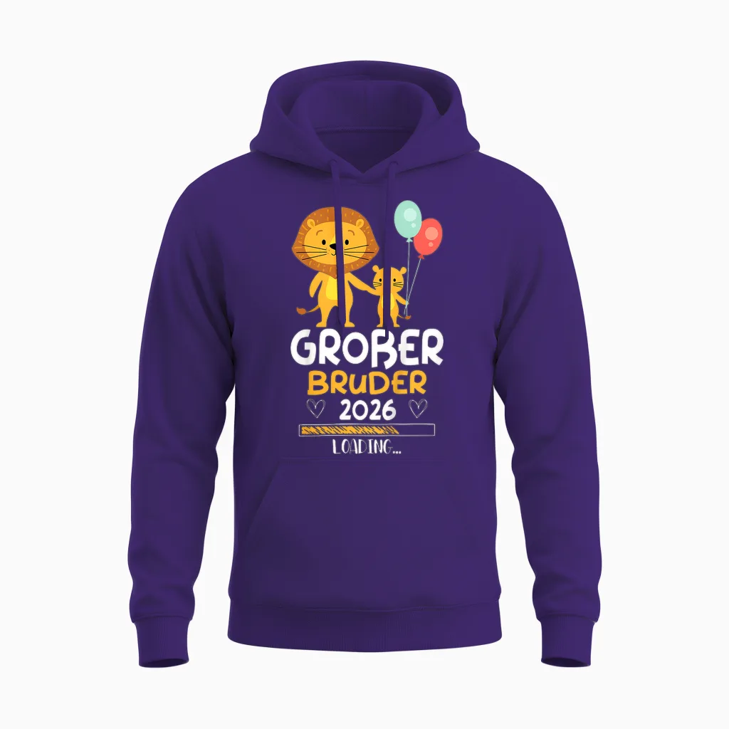 Children's Big Brother 2026 Baby Lion Boys T-Shirt, Black Unisex Hoodie in Purple