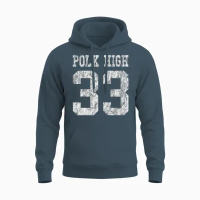 Polk High School Football Jersey 33 Aged Look Unisex Hoodie - Dark Heather