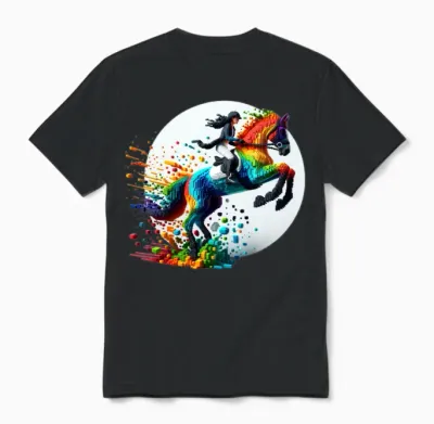 Pixel Horse Woman Unisex T-Shirt - Black