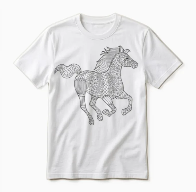 Pferd Mandala Zum Bemalen & Ausmalen Für Kinder Unisex T-Shirt in White