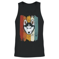 Smiling Husky Retro Unisex Tank Top - Black – 2