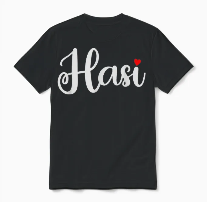 Hasen Hasi Jumper Hasi Mama Rabbit with Heart Hasi T-Shirt, Black Unisex T-Shirt in Black