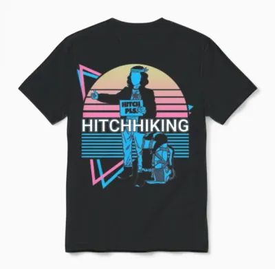 Hitchhiking Retro Hitch Hiking Unisex T-Shirt - Black