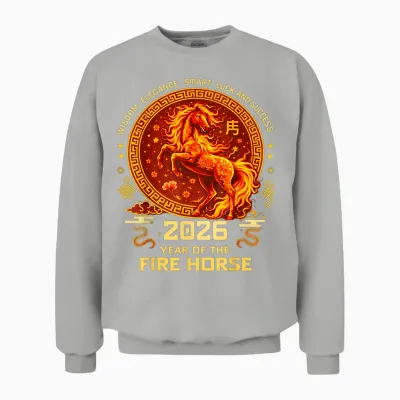 Nouvel an Chinois 2026 Année Du Cheval De Feu Rouge Unisex Sweatshirt - Ash