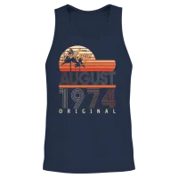 Retro 1974 August Unisex Tank Top - Navy – 2
