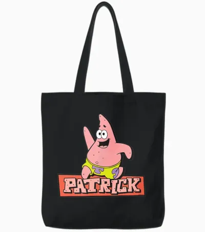 Sponge Bob Patrick Character Tote Bags - Black