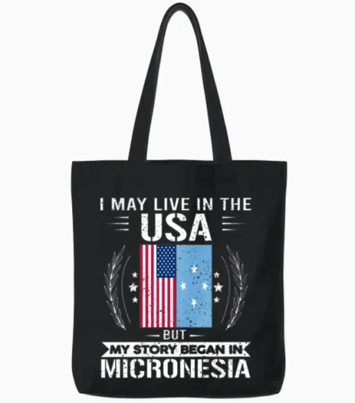 Micronesia Shirt American and Micronesian Flags Pr Tote Bags - Black