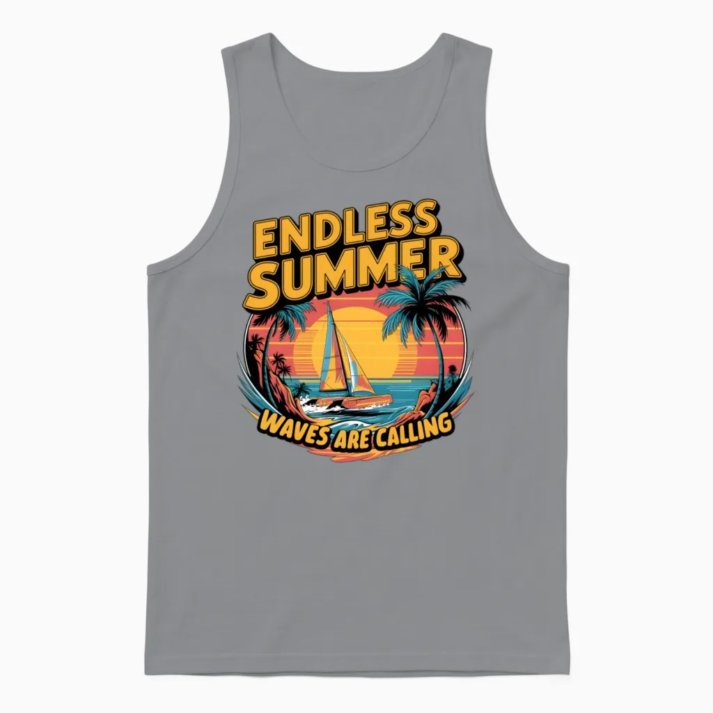 Waves Are Calling 3 Unisex Tank Top in Sport Grey