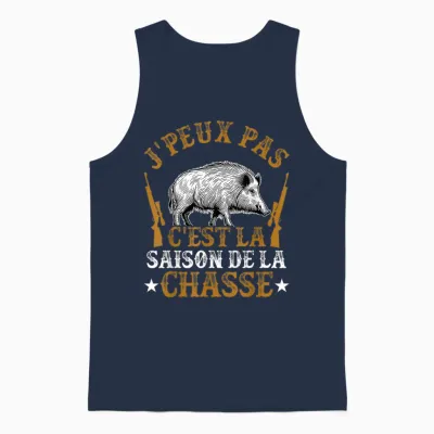 Hunter Humour Boar J'peux Pas C'est La Saison Hunting T-Shirt, Black, S Unisex Tank Top - Navy