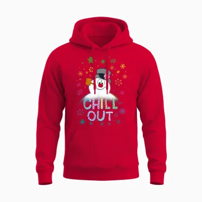 Frosty the Snowman Chill Out Portrait Unisex Hoodie - Red