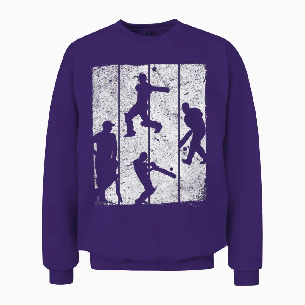 Cricket Retro Cricket Silhouette Retro Cricket Unisex Sweatshirt in Purple