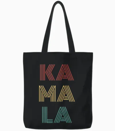 Kamala Harris Retro Typography Tote Bags - Black