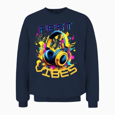 Festival Vibes! Yellow Headphones - Music Lover Unisex Sweatshirt - Navy