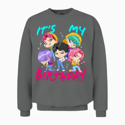 Kpop Demon Hunters It's My Birthday Saja Boys Group Shot Unisex Sweatshirt - Graphite Heather