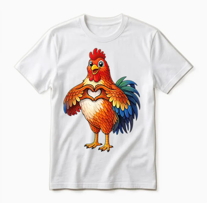 Hahn Mit Herz | Süßer Gockelhahn Mit Herzsymbol Unisex T-Shirt in White