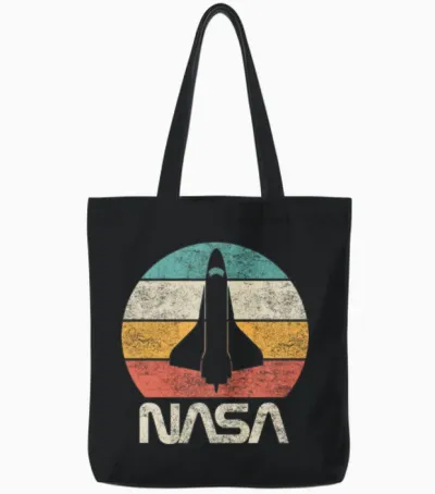 Retro Vintage Nasa Tote Bags - Black