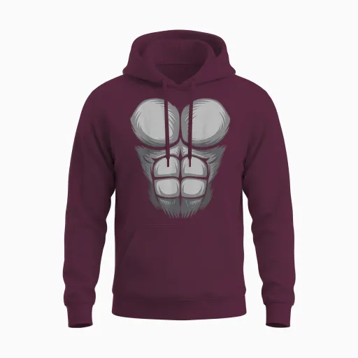 Gorilla Shirt Adult Kids Gorilla Chest Costume Unisex Hoodie - Maroon