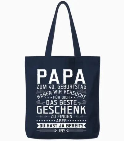 Papa Gift Quote 40th Birthday Tote Bags - Navy