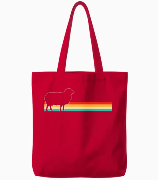 Sheep Retro Tote Bags in Red