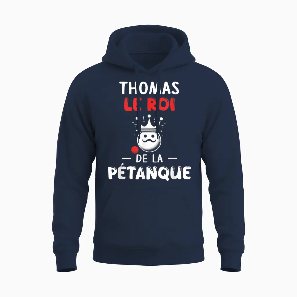 Personalised Gift Man Name Thomas Petanque Humour Unisex Hoodie in Navy