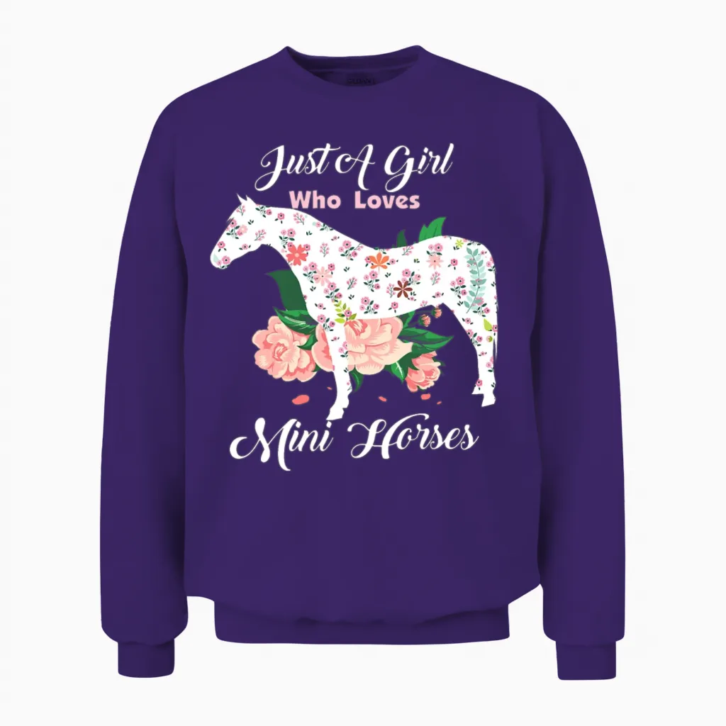 Just a Girl Who Loves Miniature Horses Unisex Sweatshirt in Purple