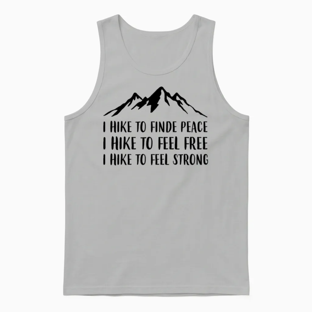 Hiking Peace, Freedom, Strength Unisex Tank Top in Ash