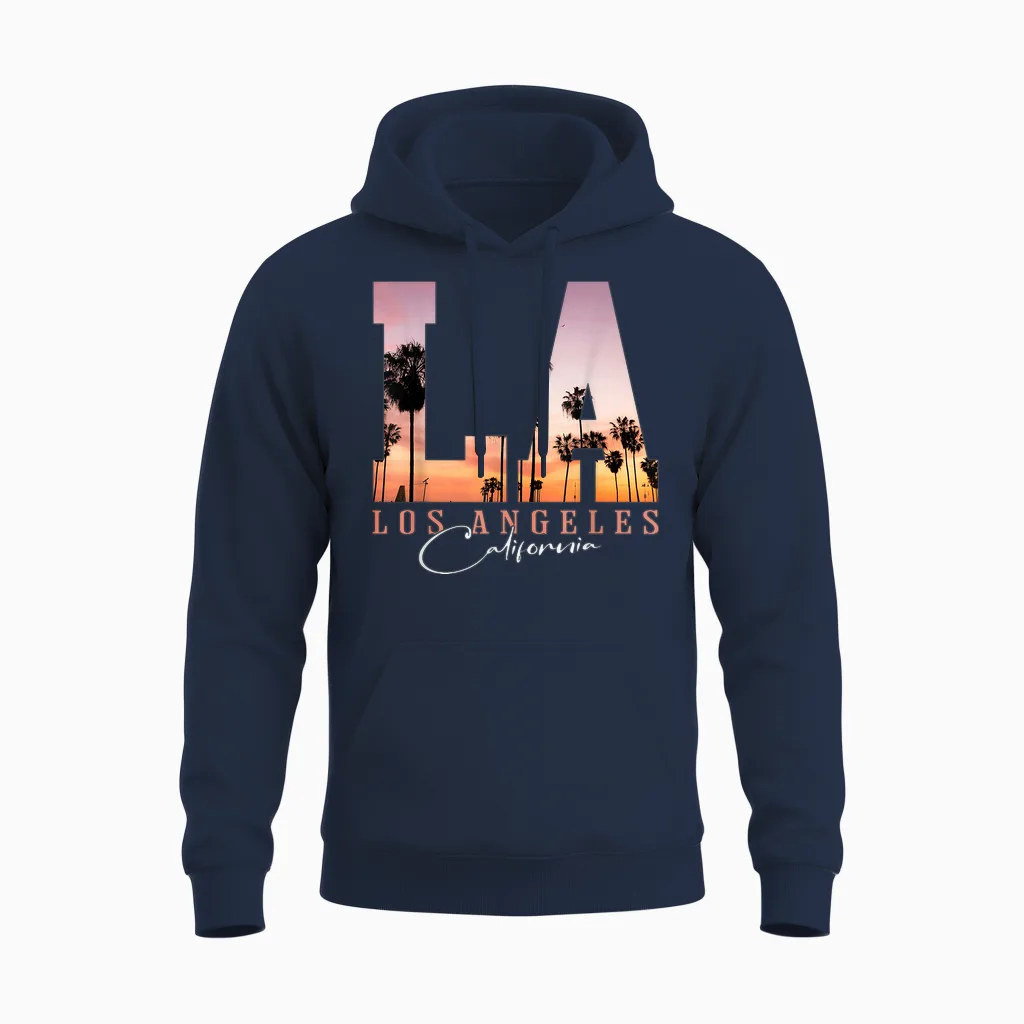 La Los Angeles California Sunset Souvenir Unisex Hoodie in Navy