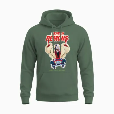 Disney Villains Cruella De Vil Speed Demons Unisex Hoodie - Military Green