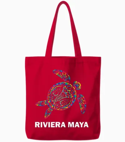 Riviera Maya Mexico Hippie Psychedelic Tribal Sea Tote Bags - Red