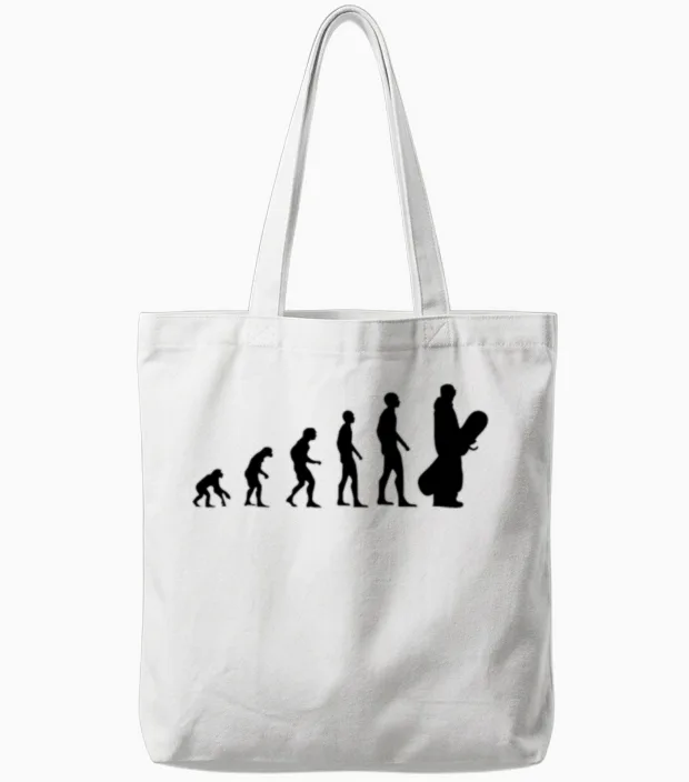 Evolution Snowboard. Tote Bags in White