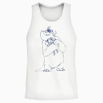 Sketch Hugging Sully and Boo by Disney Pixar Monsters Inc. Unisex Tank Top - White