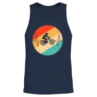 Mountainbike Retro Heartbeat Unisex Tank Top - Navy – 2