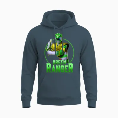 Power Rangers Green Ranger Karate Action Circle Portrait Unisex Hoodie - Dark Heather