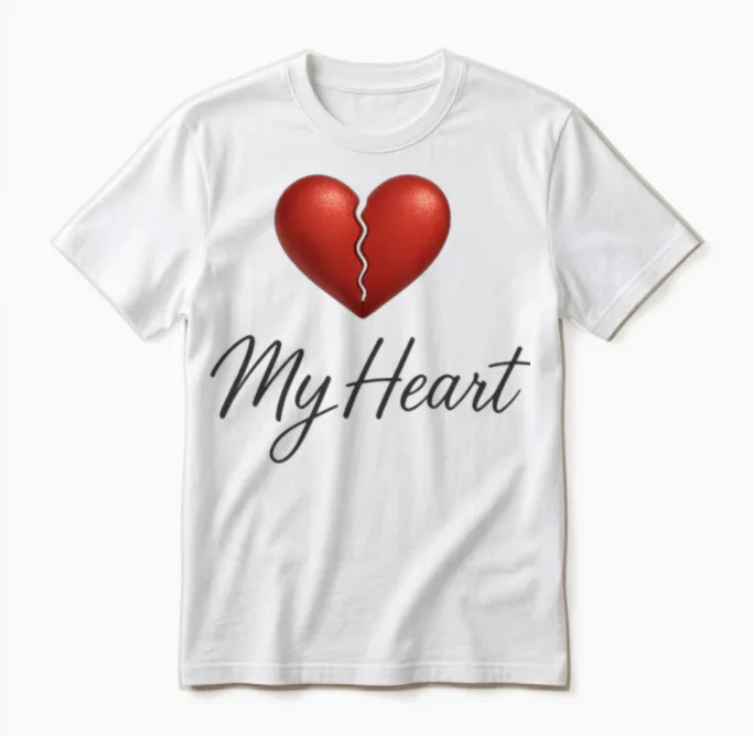 My Heart โ Realistic Broken Heart Design Unisex T-Shirt in White
