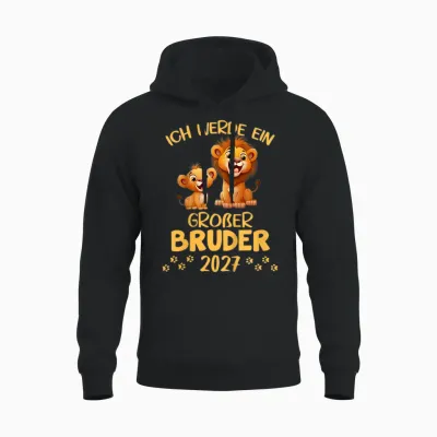 Kinder Ich Werde Ein Großer Bruder 2027 Löwen Geschwister Geburt Unisex Hoodie - Black