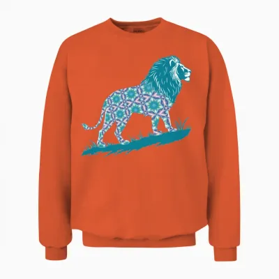 Star of David Pattern 8 Lion of Judah Unisex Sweatshirt - Orange