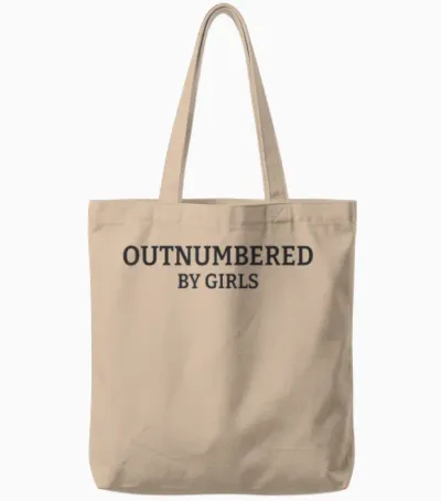 Outnumbered by Girls Funny Parenting Tote Bags - Natural