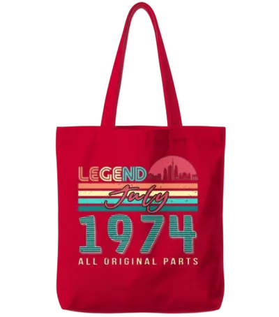 Vintage in July 1974 Tote Bags - Red