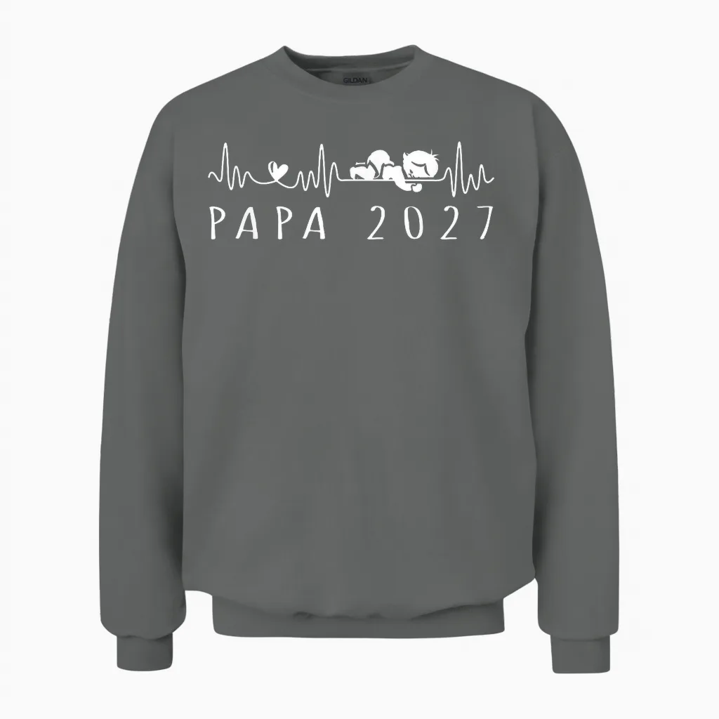 Futur Papa 2027 Battement De Cœur Annonce Grossesse Unisex Sweatshirt in Graphite Heather