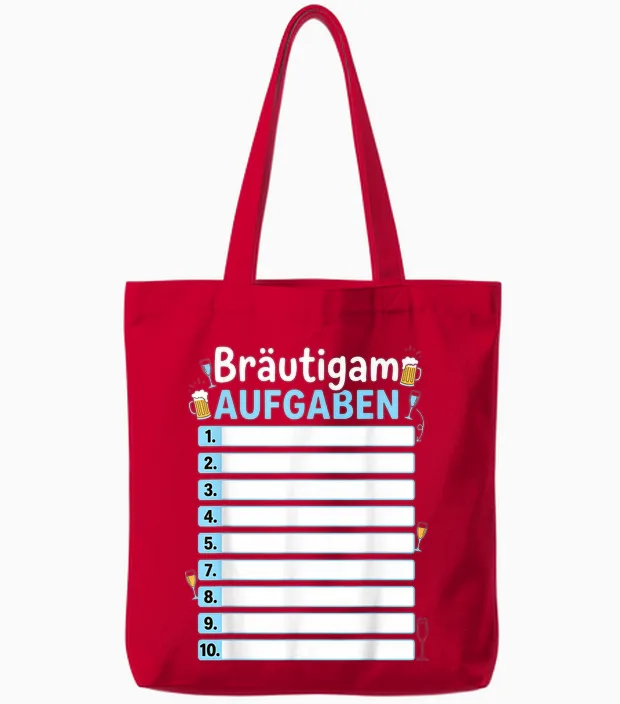 Bräutigam Aufgaben Jga Junggesellenabschied Tote Bags in Red