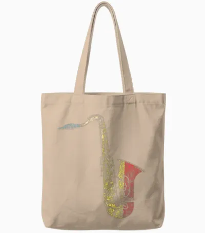 Saxophone Retro Vintage Tote Bags - Natural