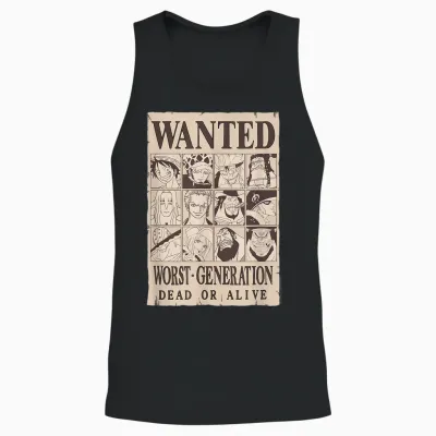 One Piece Anime Worst Generation Wanted Poster Collage Unisex Tank Top - Black