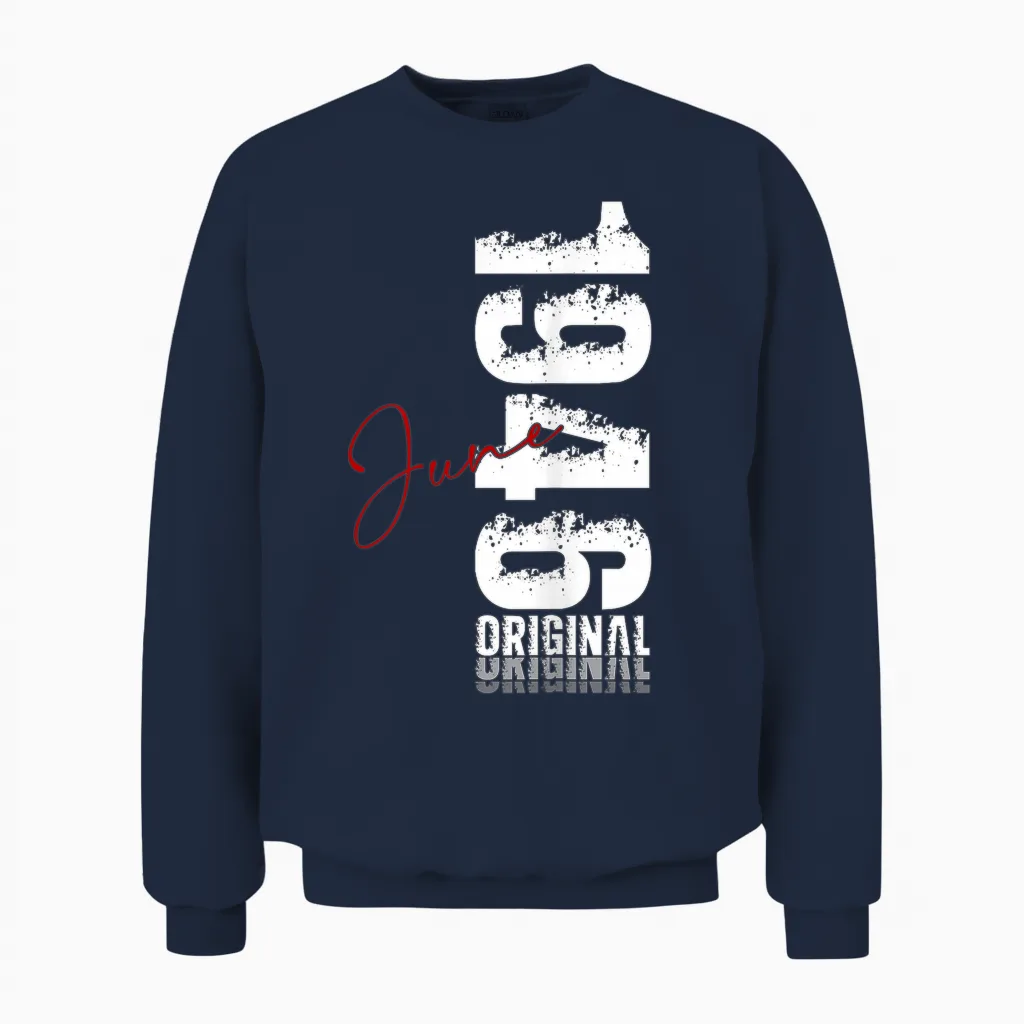 80 Ans Anniversaire Homme Cadeau Juin 1946 Vintage Unisex Sweatshirt in Navy