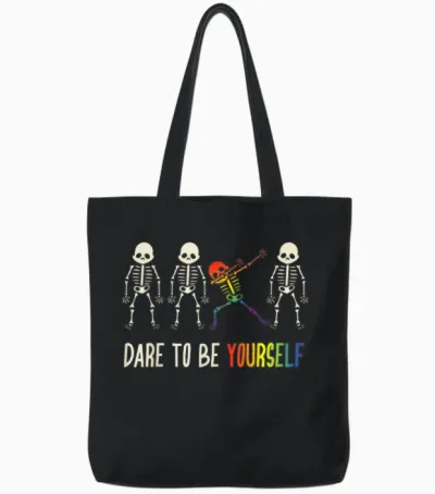 Dare to Be Yourself Shirt | Cute Lgbt Pride T-Shirt Gift Tote Bags - Black