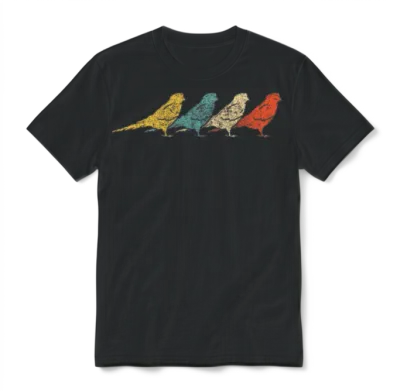 Vintage Retro Budgie Bird Budgerigar Unisex T-Shirt - Black