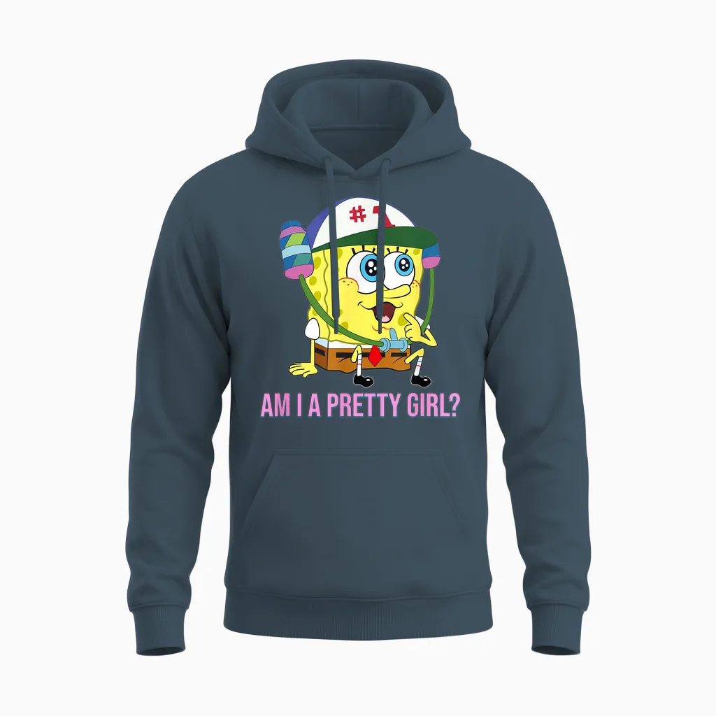 Spongebob Squarepants - Am I a Pretty Girl? Unisex Hoodie in Dark Heather