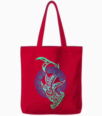 Shark Tribal Hawaiian Sun Polynesian Hawaiian Maori Cool Tote Bags - Red
