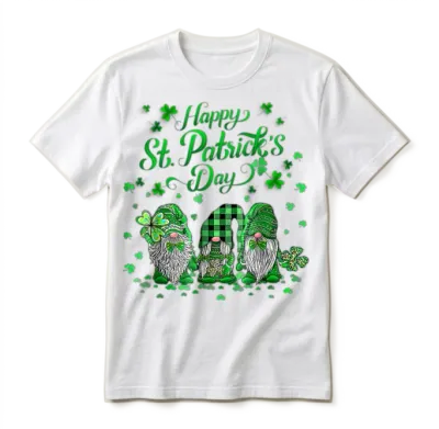 Happy St Patric Day Gnomes Saint Paddys Pattys Unisex T-Shirt - White