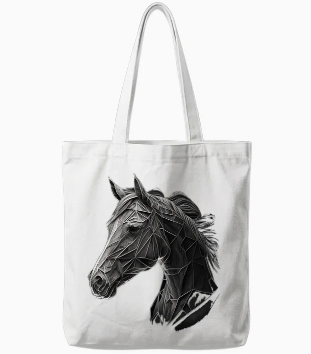 Reiten Kunst Tierdruck Pferd Motiv Pferd Tote Bags in White